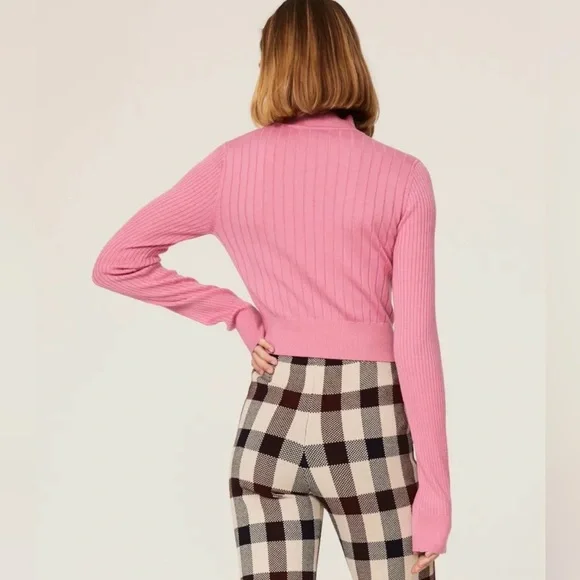 TOME x RTR Pink Ribbed Crop Sweater Mock Neck Knit Medium - Picture 3 of 6